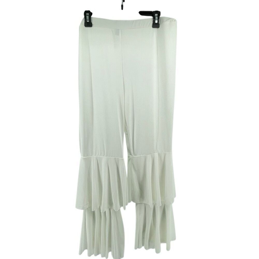 SHEIN Curve White Cut Out Tie Front Top Ruffle Flare Pants Set Size 1XL - Picture 12 of 16